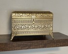 Vintage Antique Gold Trinket Music Box 6x4x4  doesn   t Work  Jewelry Footed Deco