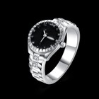Silver Plated Band Watch Clock Aaa Stone Ring B17