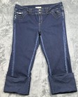 Baby Phat Jeans Womens 22  44x24 5  Blue Denim Rolled Cuff High Rise Gold Foil