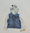 Cat   Jack Girls Toddler Size 4t Blue Denim Jean Jacket Cat Hooded Snaps Closure
