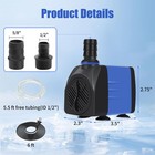 Fountain Pump  480 Gph Submersible Water Pump With 5 Ft Tubing  For Aquarium    