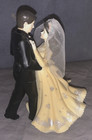 Great  Vintage  Wedding Cake Topper  Dancing Couple  Pale Yellow Floral Dress