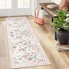 Floral Washable Runner Rug  2x6 Pink Rug Runners For Hallways Non-slip  Soft 