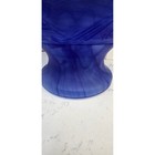 Cobalt Blue Slag Glass Pedestal Bowl Floral Beaded Rim Centerpiece 8 Inch