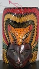 Vintage Wooden Hand Carved And Hand Painted Warrior Mask wall Hanging Unsigned 