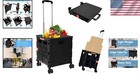Foldable Utility Cart With Lid - Portable Rolling Trolley For Shopping   Storage