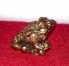 Feng Shui Three Legged Money Wealth Lucky Frog Bronze Finish Resin Unique Gift