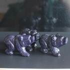 2   Hand Carved Mixed Gemstone Stone Crystal Bear Animal Figurine Carving Decor