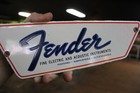 Rare Fender Electric Guitar Amplifiers Dealer Porcelain Metal Sign Blue White