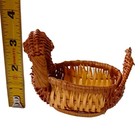 Vtg Mini Wicker Duck Goose Basket Planter Succulents Brown Figural Cottage Core 