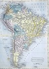 1851 Sydney Hall Map South America Andes Mountains Argentina Chile Peru Brazil