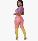 Women s Sexy Short Sleeve Gradient Color Nightclub Bodycon Jumpsuit Rompers