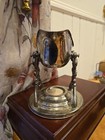 Vintage Silver Plated Gravy Boat Hanging On Candle Warmer Stand Silver On Brass