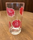 Vintage Set Of 2 Peanut Butter Drinking Glasses Dahlia Autumn Red White Flowers