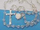 Vintage 22  Sterling Silver Rosary Clear Glass Beads Crucifix 2  38 9 Grams