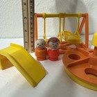 Vtg Fisher-price Play Family School Playground Swing Slide Spinner   2 Figures