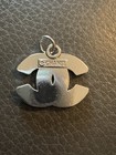    chanel Zipper Pull charm Dark Green Rhinestones W silver 22mm
