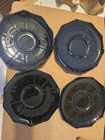 Set Of 4 Antique Cambridge Glass Ebony Black Decagon Saucer Plates 5 5  Mark