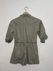 Zara Kids Utility Romper Olive Green Button Front Tie Waist 100  Cotton Size 10