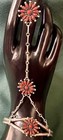 Pre Owned 925 Sterling Native American Coral Petit Point Slave Bracelet W  Ring