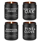  Scented Candles For Men Black Jar 4pack- Vintage Oak patchouli pine sandalwood