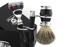 Pure Badger Hair Shaving Brush And 5 Edge Razor Mens Shaving Set In Black Color