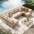 7-piece Patio Outdoor Furniture Set  Boho Outdoor Sectional Furniture Sofa Set