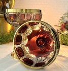 Steiner   Vogel Champagne Gold   Amethyst 1920 s Art Deco Moser Cabochon Panels