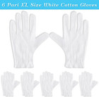 6 Pairs Xl White Cotton Gloves For Dry Hand Moisturizing Cosmetic Eczema Hand Sp