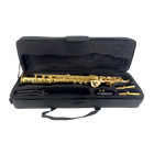 Soprano Saxophone Straight Bb Gold Lacquer B Flat Brass Students Kit With Case
