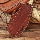 Brown Leather Engraved Pancake Fixed Blade Knife Belt Sheath Folding Tool Case