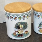 Vtg Disney Minnie Mouse Stoneware Nesting Kitchen Storage Canister Set W lids    