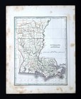 1835 Bradford Map Louisiana Arkansas New Orleans Little Rock Baton Rouge La Ar