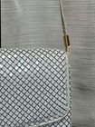 Vintage Chain Mail Mesh Purse Metal Evening Bag White Shoulder Strap 7 5 x5 