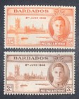 Travelstamps  1946 Barbados Stamps Scott   207-208 Mint Mnh Og