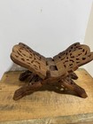 Vintage Hand-carved Wood Bible Cookbook Book Stand holder Floral Folds Flat