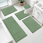 Bathroom Rugs Set 5 Pcs Bath Mats Toilet Lid Cover   U Shaped Contour Toilet Rug