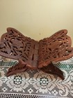 Vintage Hand Carved Wooden Folding Book Holder Bible Display Stand Made In India