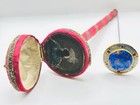 Extremely Rare Antique Hatpin Wcase Swirling Blues Lavenders Olive Leaves Superb