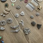 Vtg Buckle Shoe Fur Scarf Dress Sweater Clip Lot Enamel Rhinestone Bakelite