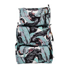 3 Set Tropical Leaf Makeup Quilted Cotton Cosmetic Organizer Travel Toiletry Bag