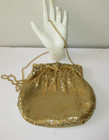 Rare Vintage 1930s Whiting   Davis Figural Face Flower Frame Gold Mesh Purse Bag