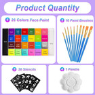 26-color Face   Body Paint Palette With Brushes   Stickers For Makeup