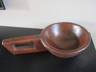Primitive Antique Vintage Wooden Hand Carved Scoop Bowl With Open Handle Grip