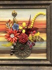 Ooak Vintage And Modern Jewlery Art  Colorful Mixed Media Framed  
