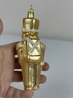 Vintage Kurt Adler Gold Glass Ornament Soldier Glitter
