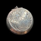 Vintage 800 Silver Floral Pill Box   Case   Trinket Art Nouveau