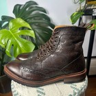 Vtg Stacy Adams Tooled Leather Brogue Boots Men 7d Wmn 8 5 Paisley Floral 90s