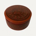 Vintage Burmese Lacquer Trinket Box  Red   Black  3    W X 1 1 2    T