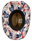 Pbr Pabst Blue Ribbon Beer Cowboy Hat Cardboard   Elastic Party Hat New 